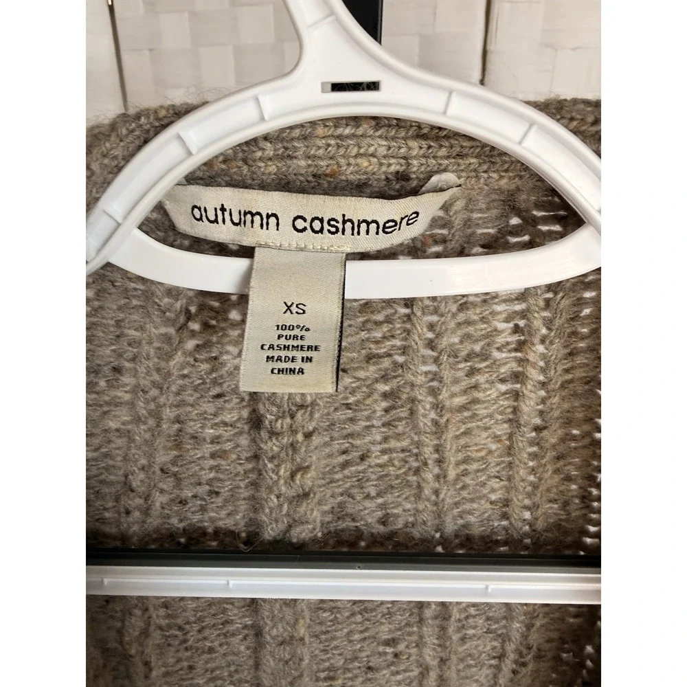 Cashmere Sweater Gray Cable knit Open Waterfall front‎ Cardigan Quiet Luxury Sm - Picture 3 of 3